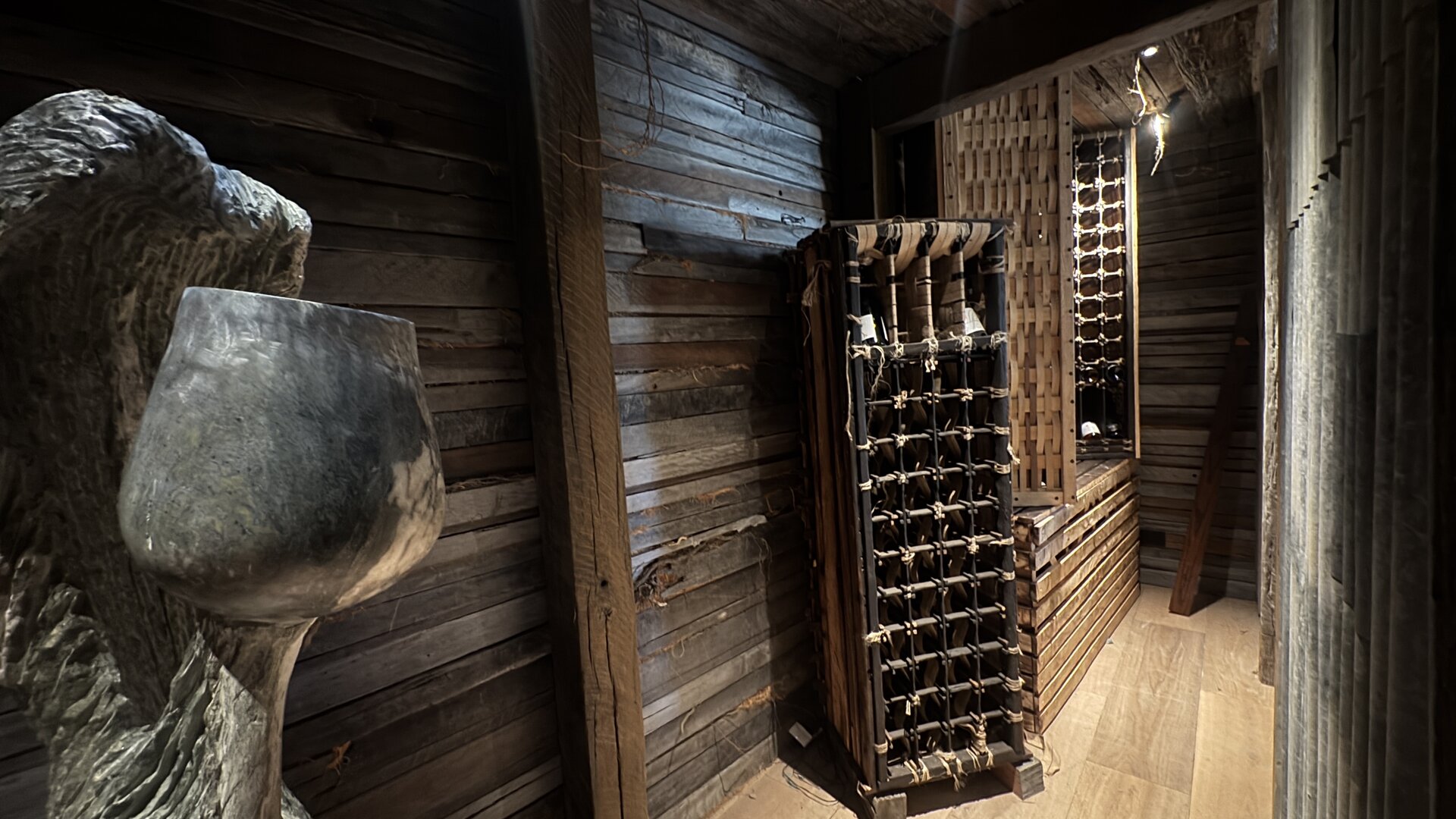 The Cellar — completed wine cellar in salvaged timber