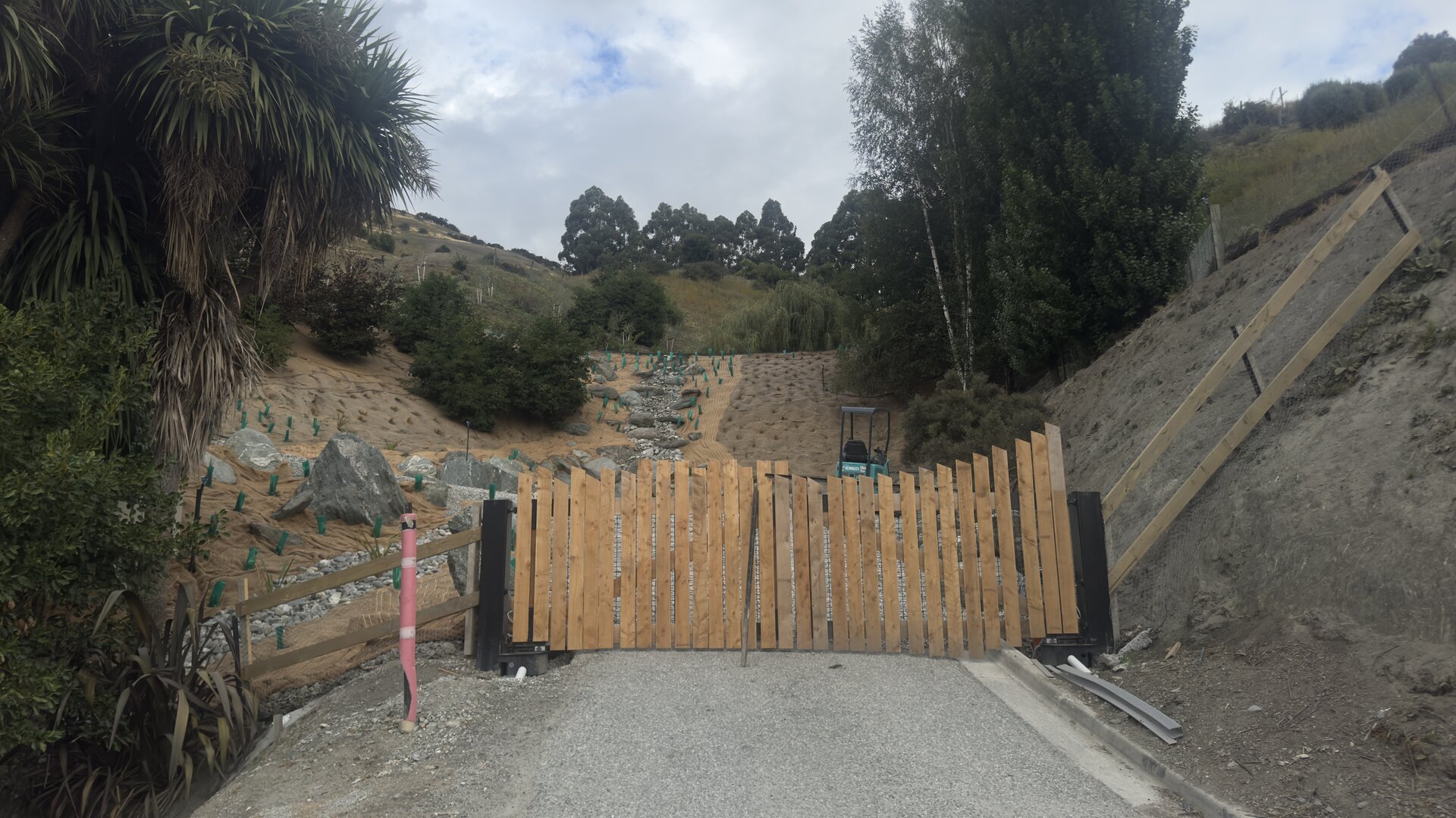 In progress — new palings fitted over the existing automated structure
